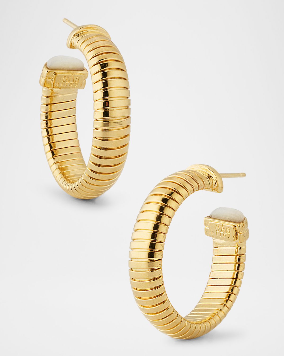 Gas Bijoux Antigone Mother-of-Pearl Cabochon Hoop Earrings