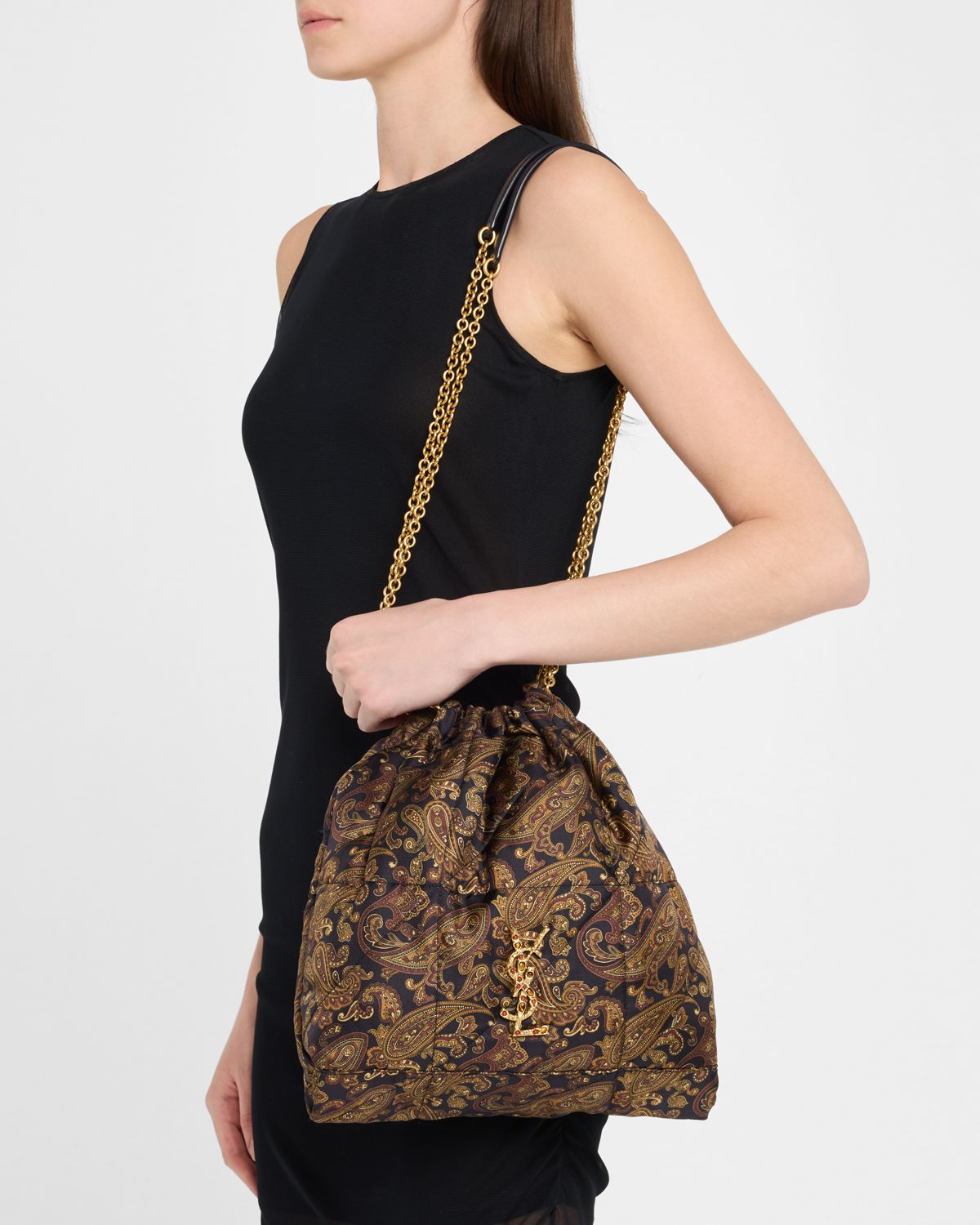 Saint Laurent Jamie Pochon YSL Shoulder Bag in Silk Twill
