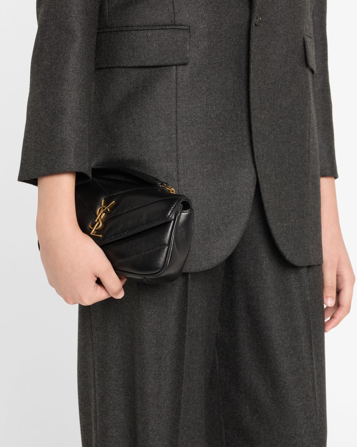 Saint Laurent Loulou Mini YSL Chain Crossbody Bag in Quilted Leather