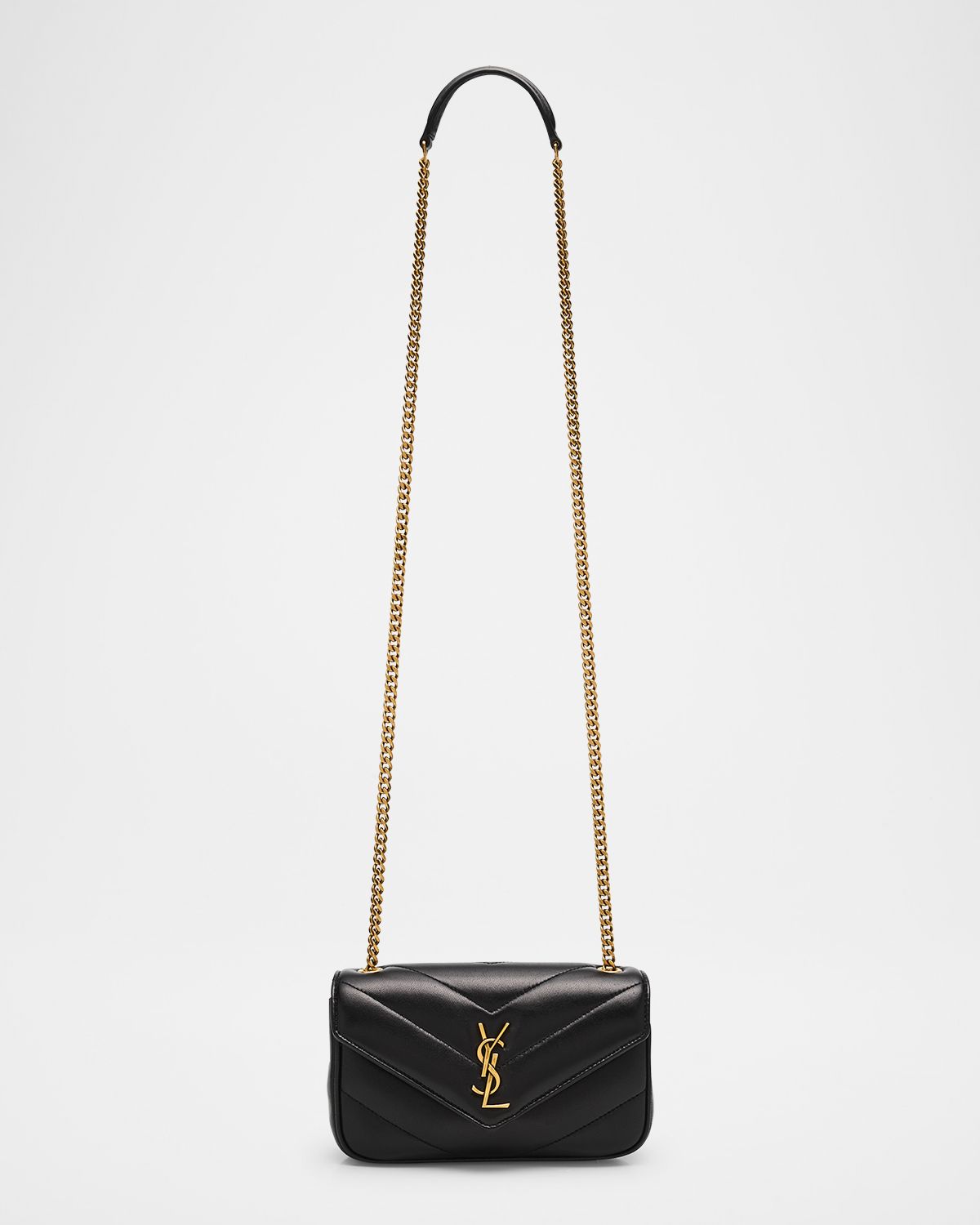 Saint Laurent Loulou Mini YSL Chain Crossbody Bag in Quilted Leather