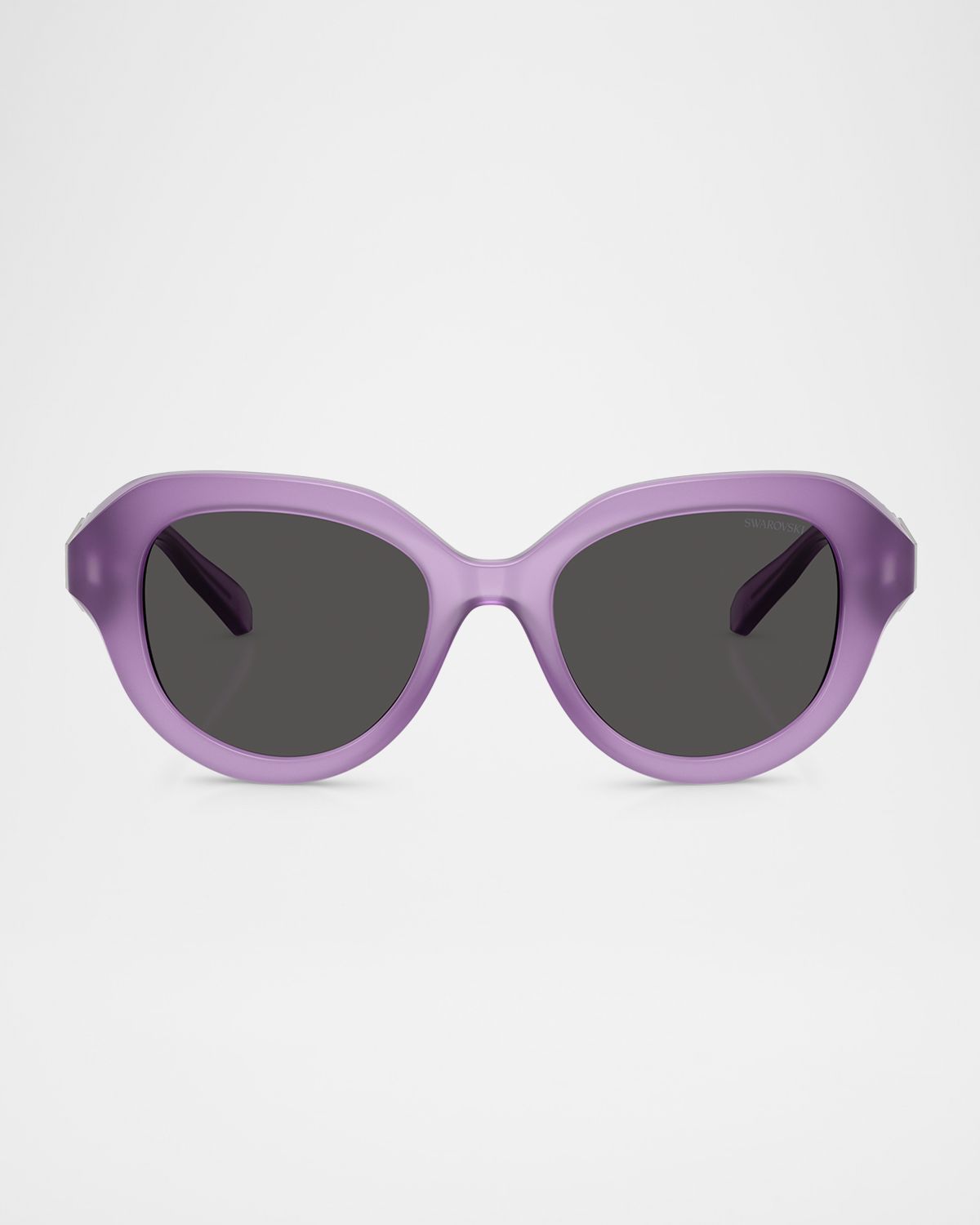 SWAROVSKI SK6037 Crystal-Hinge Round Plastic Sunglasses
