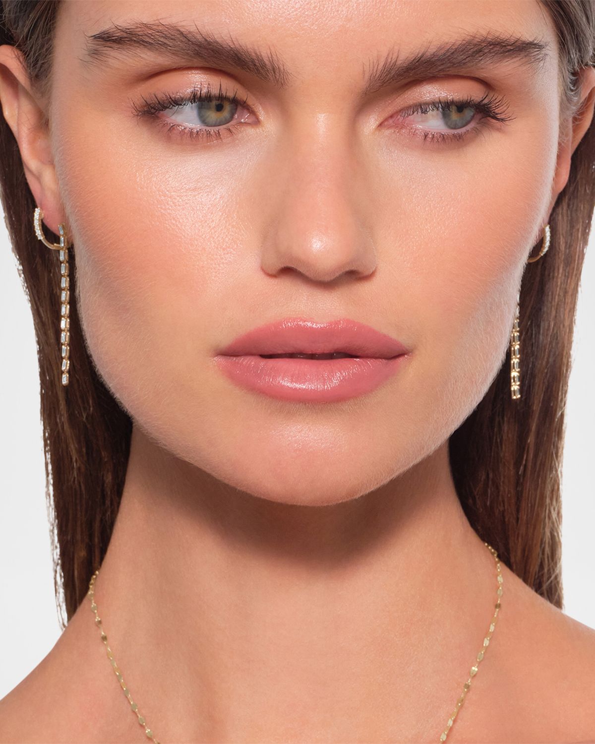 LANA Baguette Diamond Linear Tennis Earrings