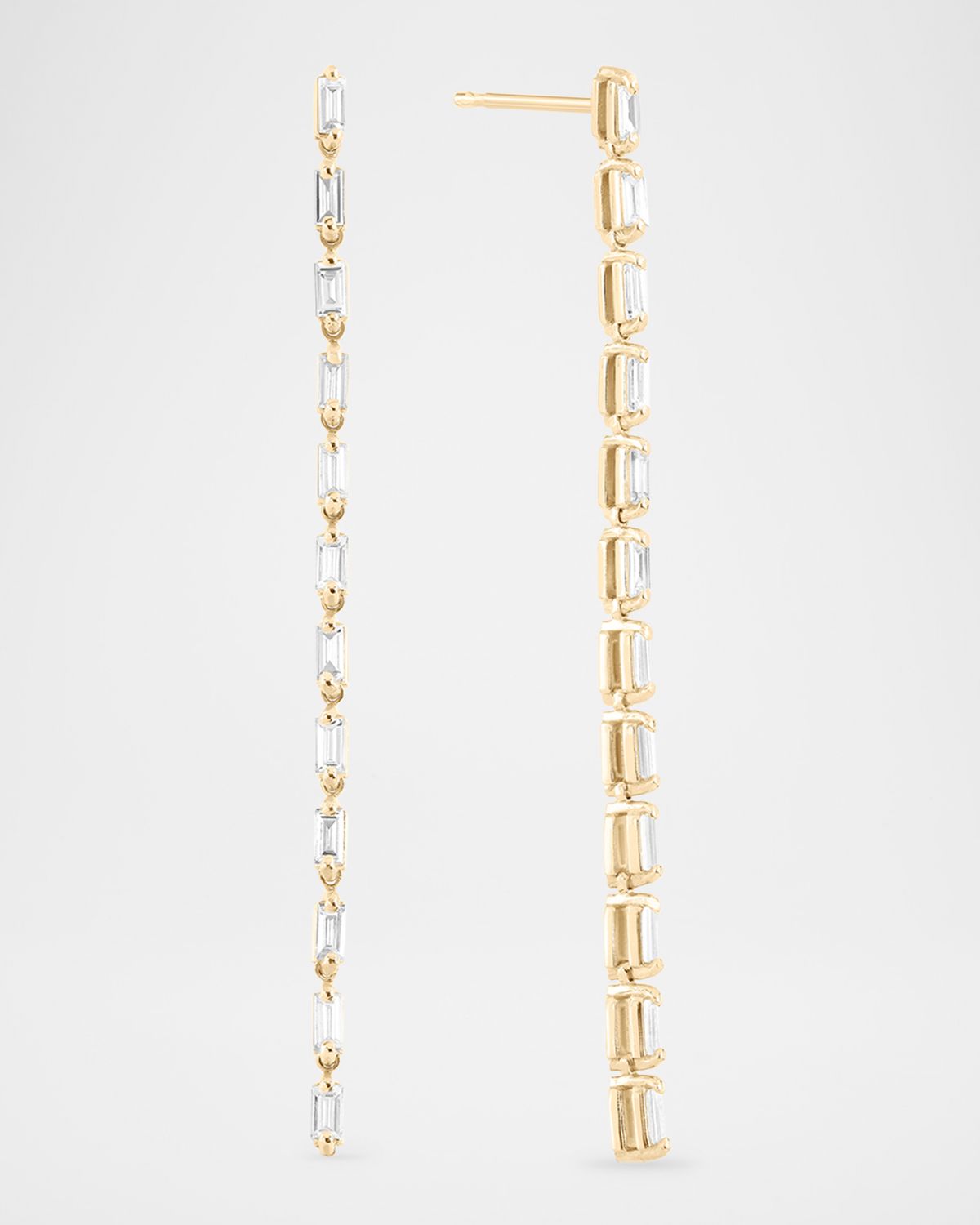 LANA Baguette Diamond Linear Tennis Earrings
