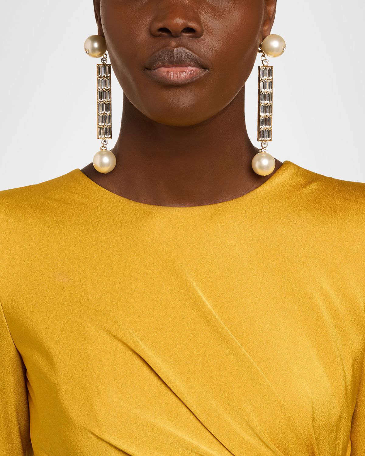 Valentino Garavani San Fin Metal Earrings with Swarovski Crystals and Pearly Beads