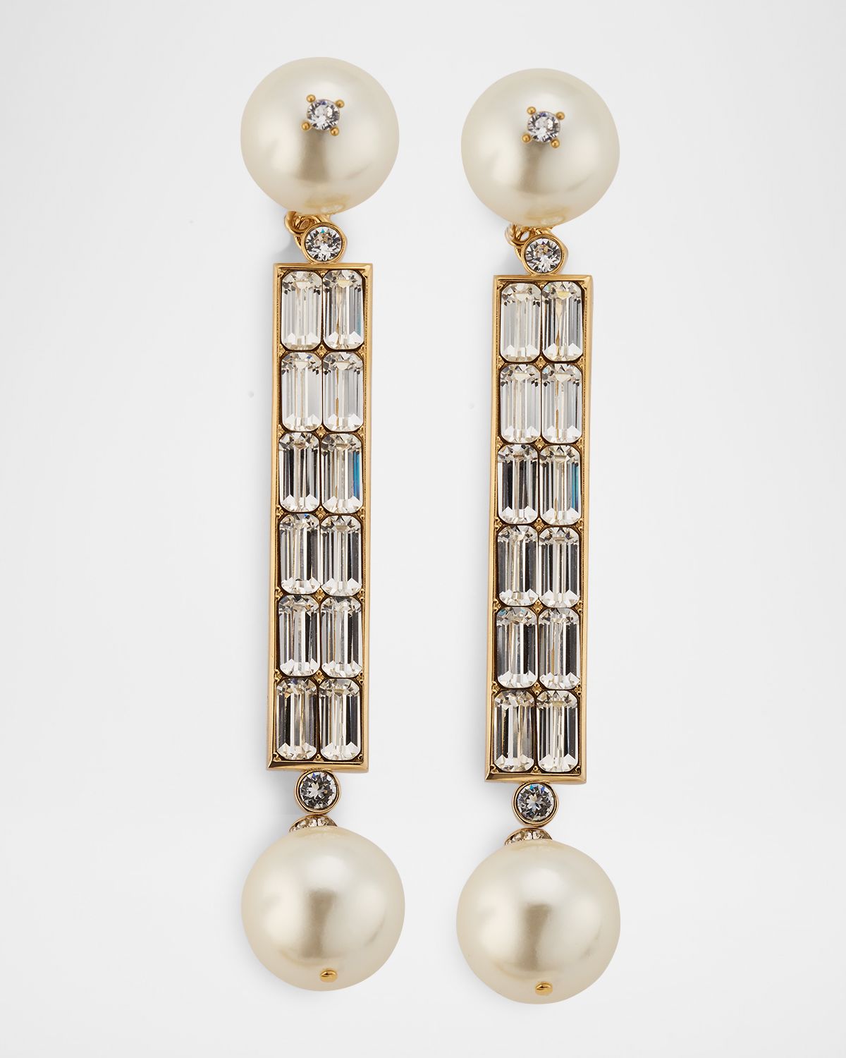 Valentino Garavani San Fin Metal Earrings with Swarovski Crystals and Pearly Beads