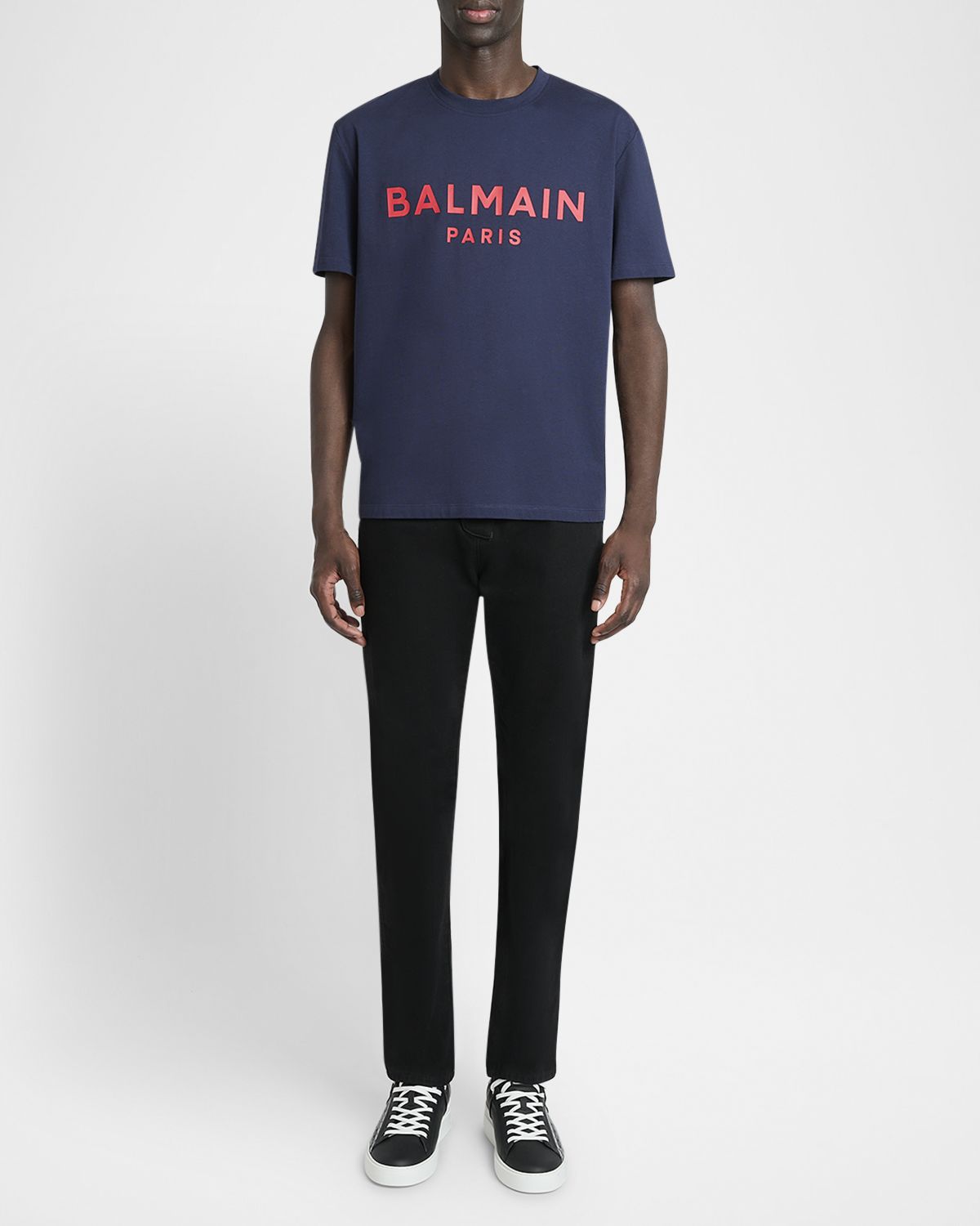 Balmain Men 's Cotton Logo Crewneck T-Shirt