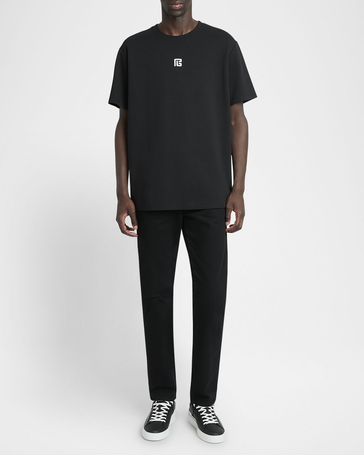 Balmain Men 's PB Logo Crewneck T-Shirt