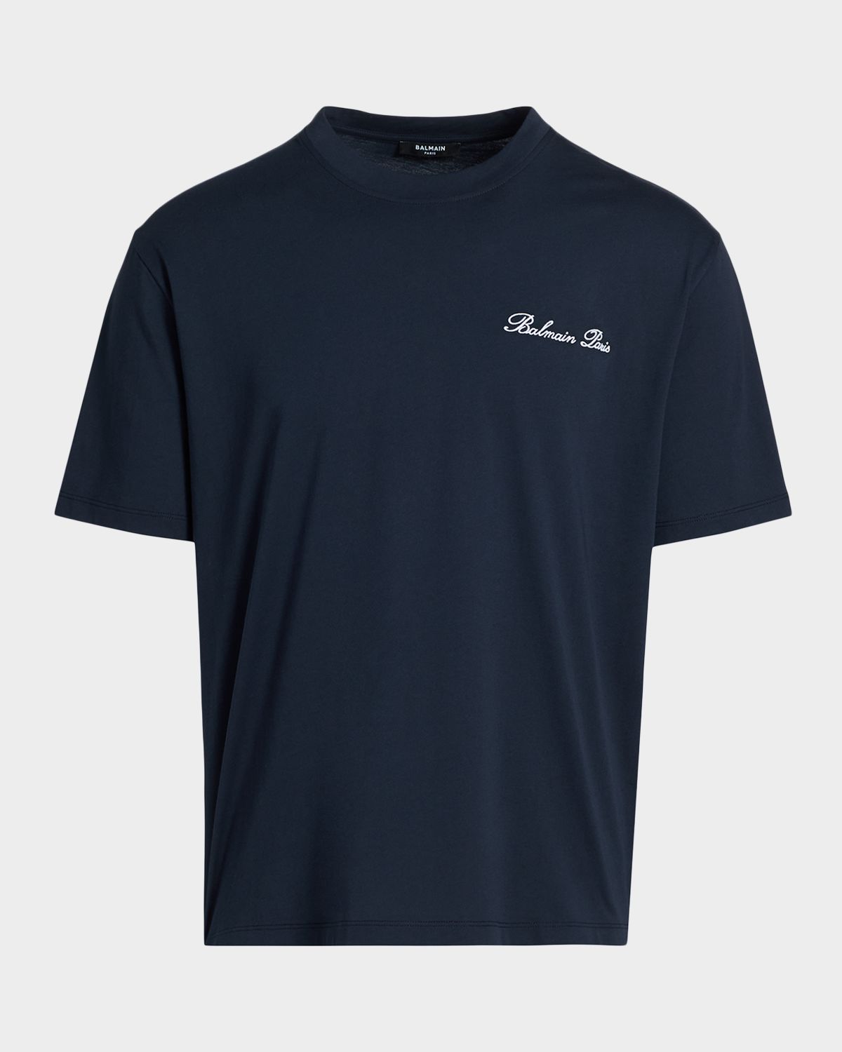 Balmain Men 's Embroidered Logo Signature Cotton T-Shirt