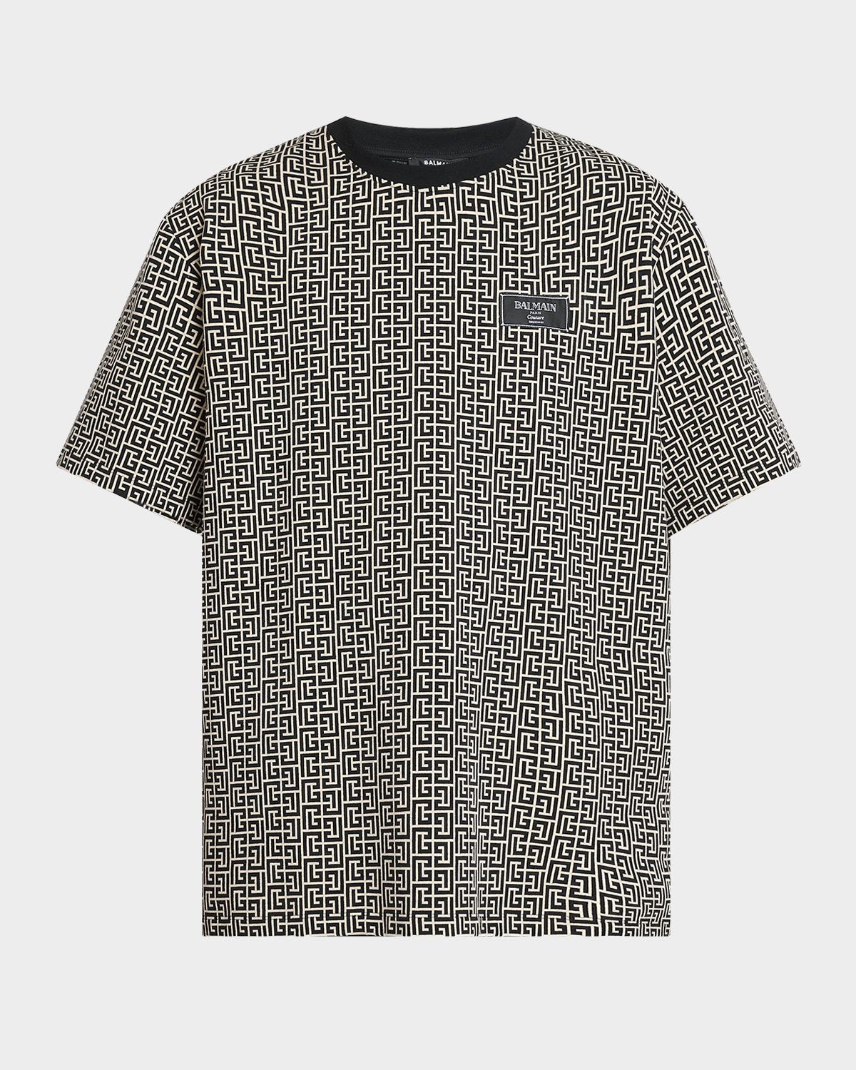 Balmain Men 's Couture Label Monogram Crewneck T-Shirt