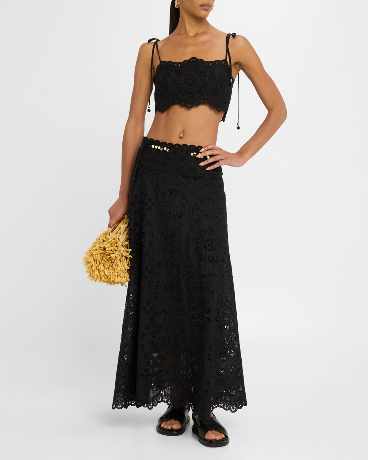 Zimmermann Rhiannon Embroidered Belted Skirt