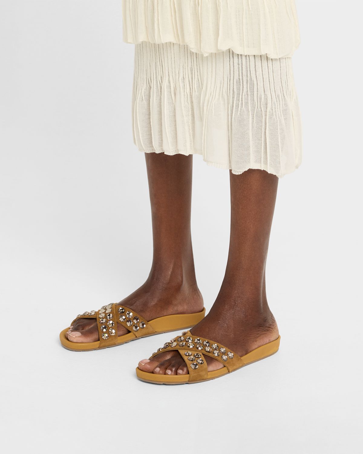 Pedro Garcia Analis Crystal Suede Crisscross Sandals