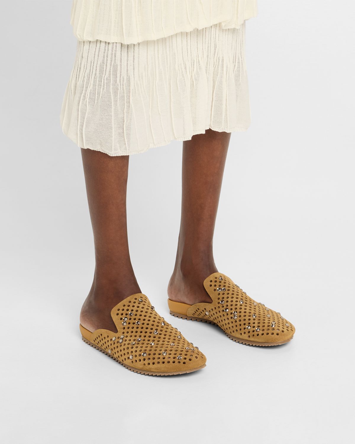 Pedro Garcia Braidy Crystal-Embellished Suede Clogs