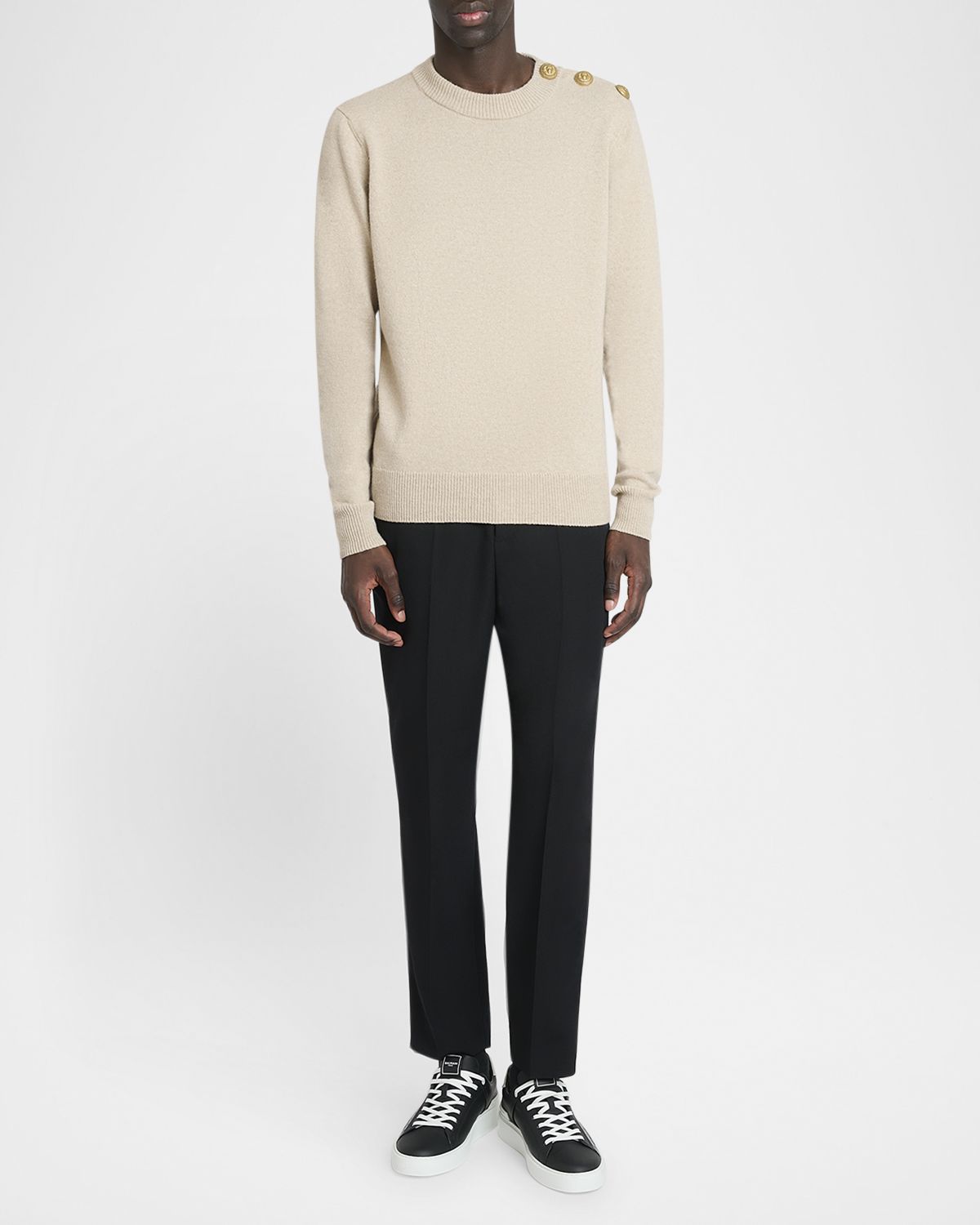 Balmain Men 's Straight-Fit Tailored Satin-Trim Pants