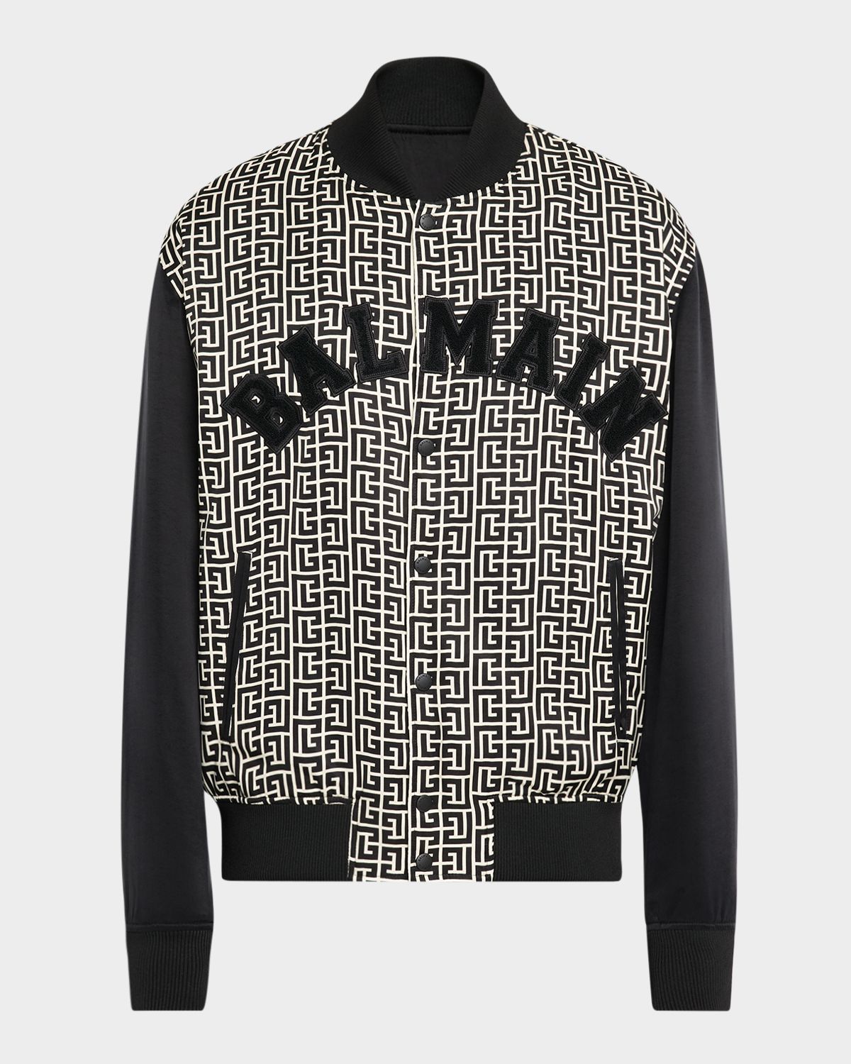 Balmain Men 's Varsity Monogram Bomber Jacket with Patches