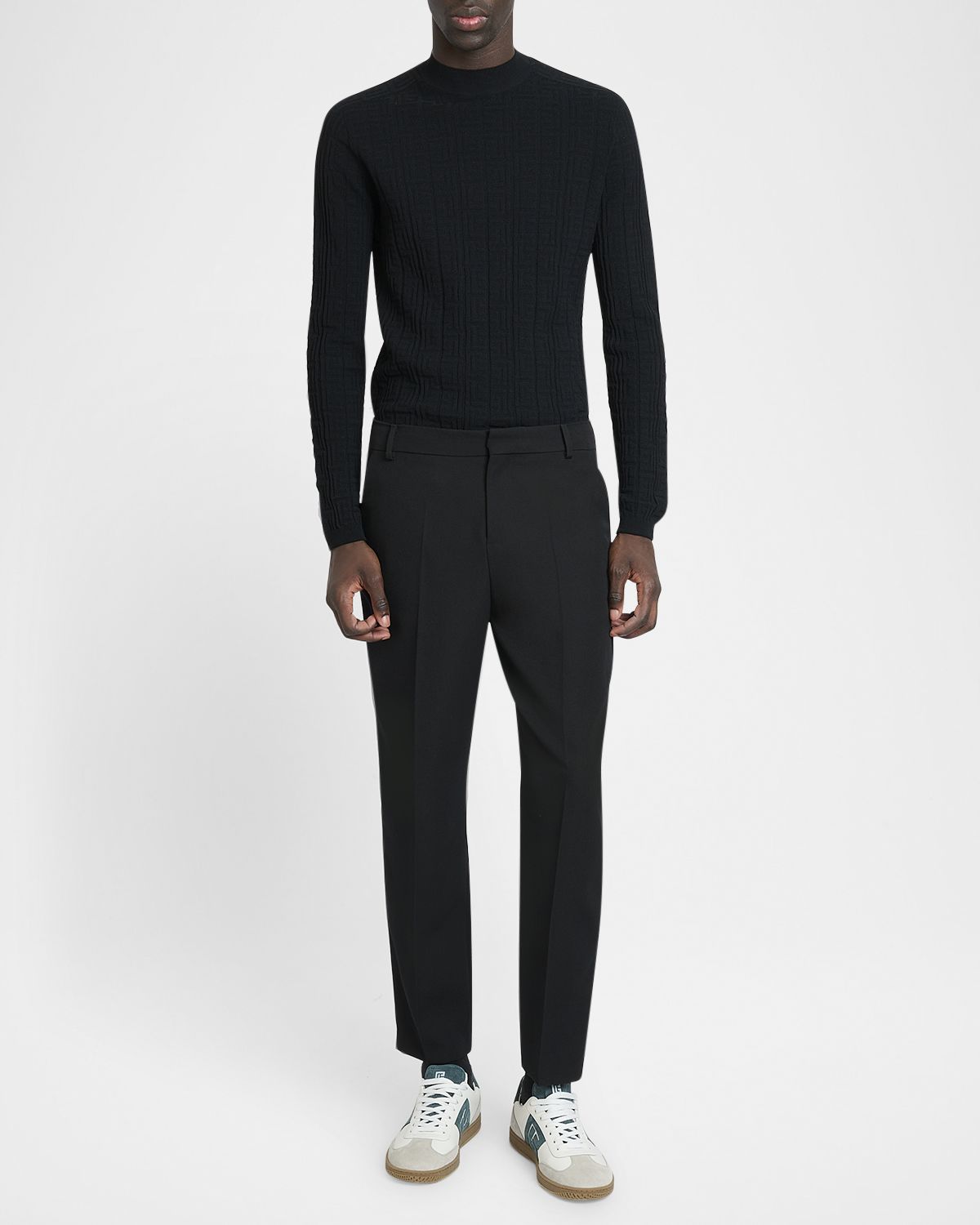 Balmain Men 's Monogram Knit Mock Neck Sweater