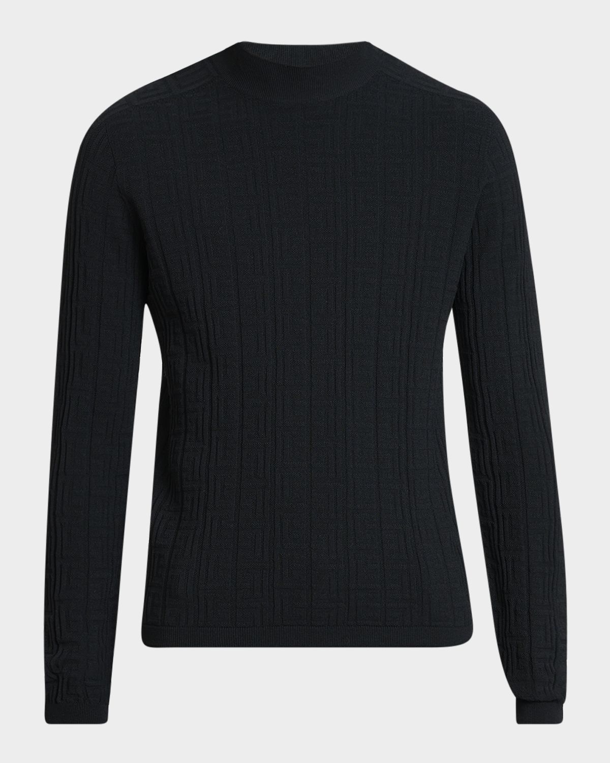 Balmain Men 's Monogram Knit Mock Neck Sweater