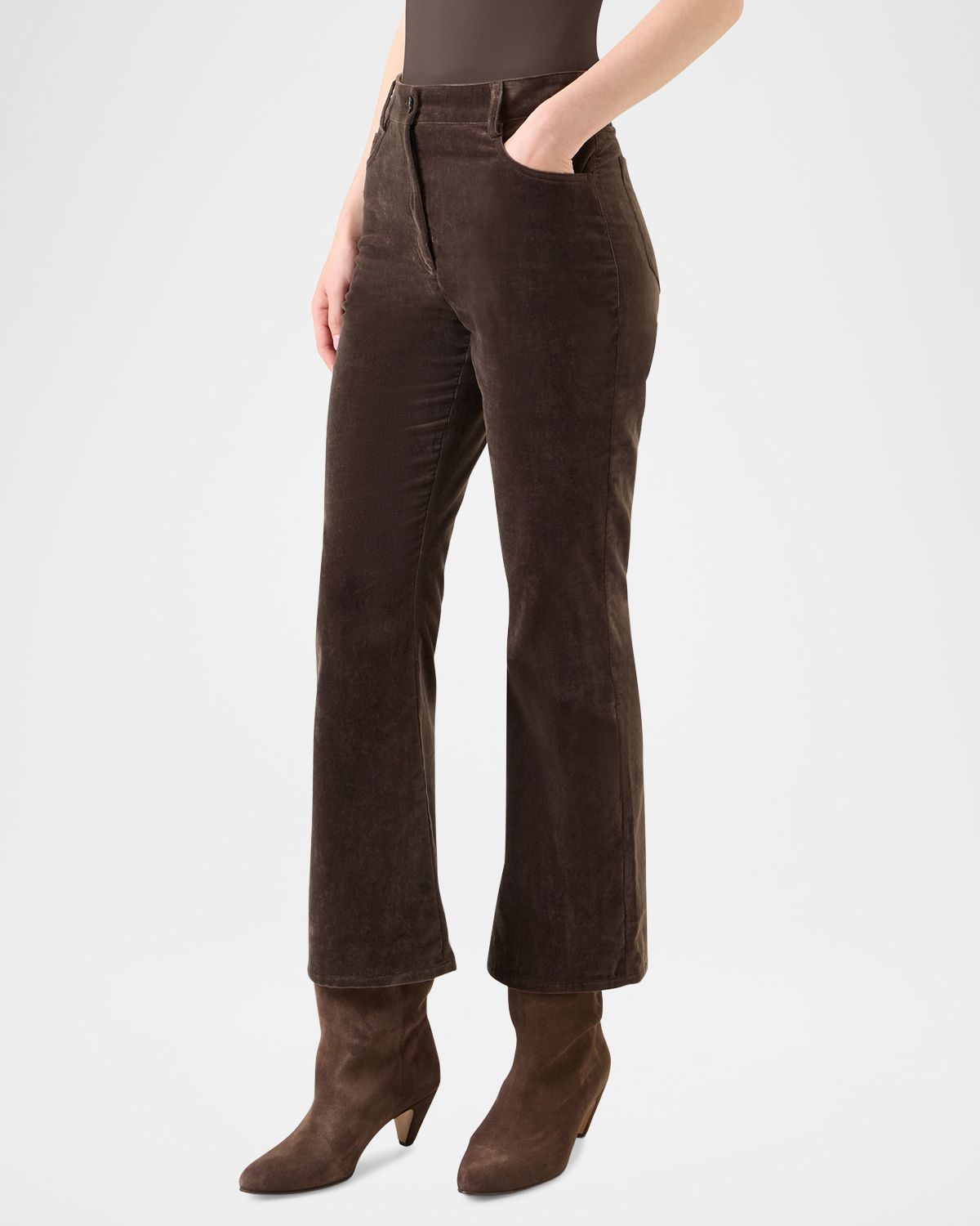 Akris punto Cali Cropped Stretch Velvet Bootcut Pants