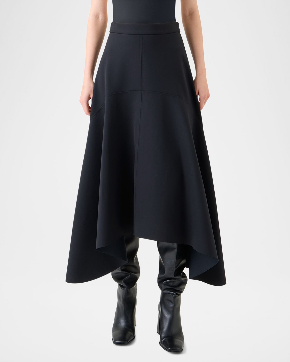 Akris punto Asymmetrical Neoprene Midi Skirt