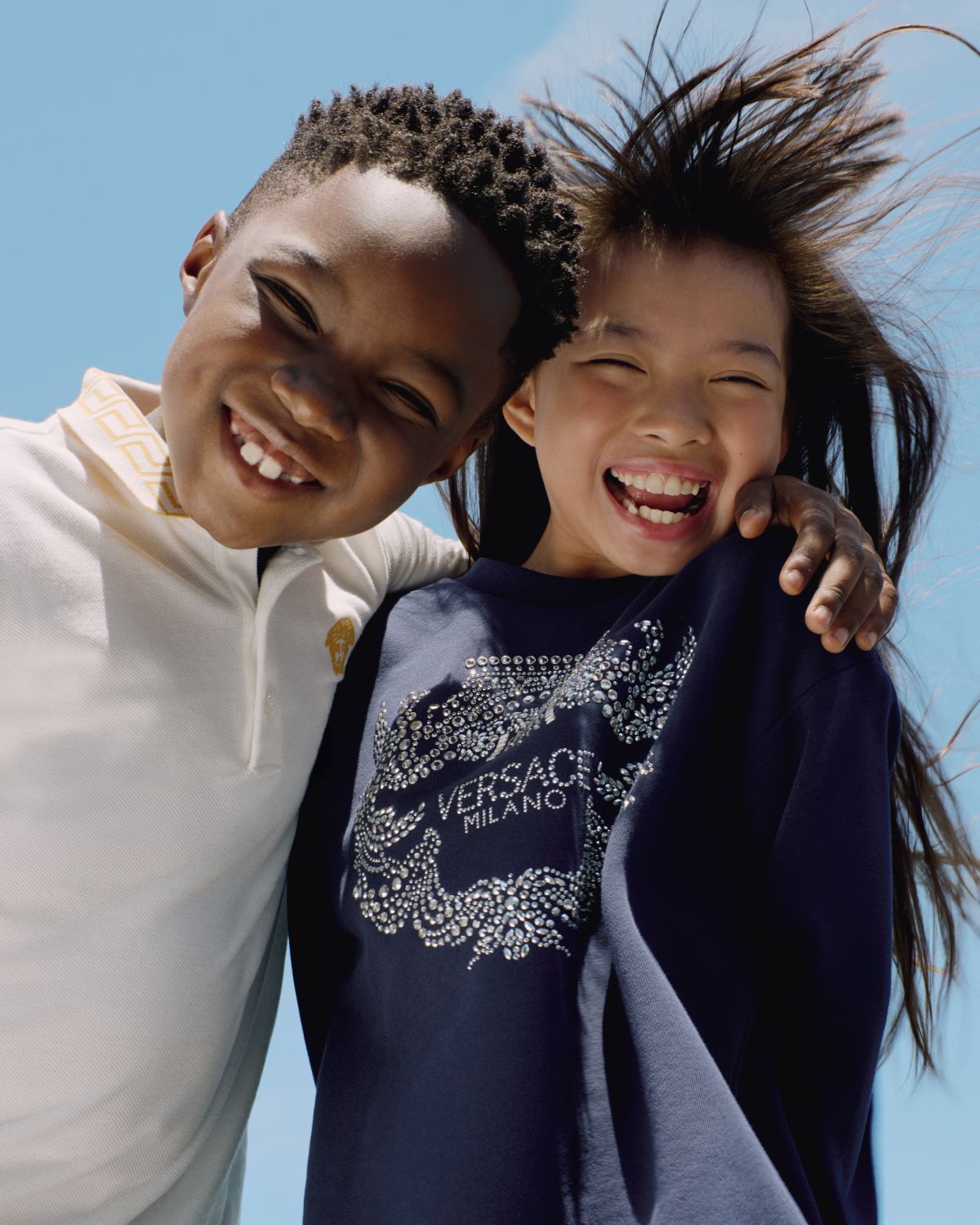 Versace Girl 's Bedazzled Logo-Print Sweatshirt Dress, Size 6-14