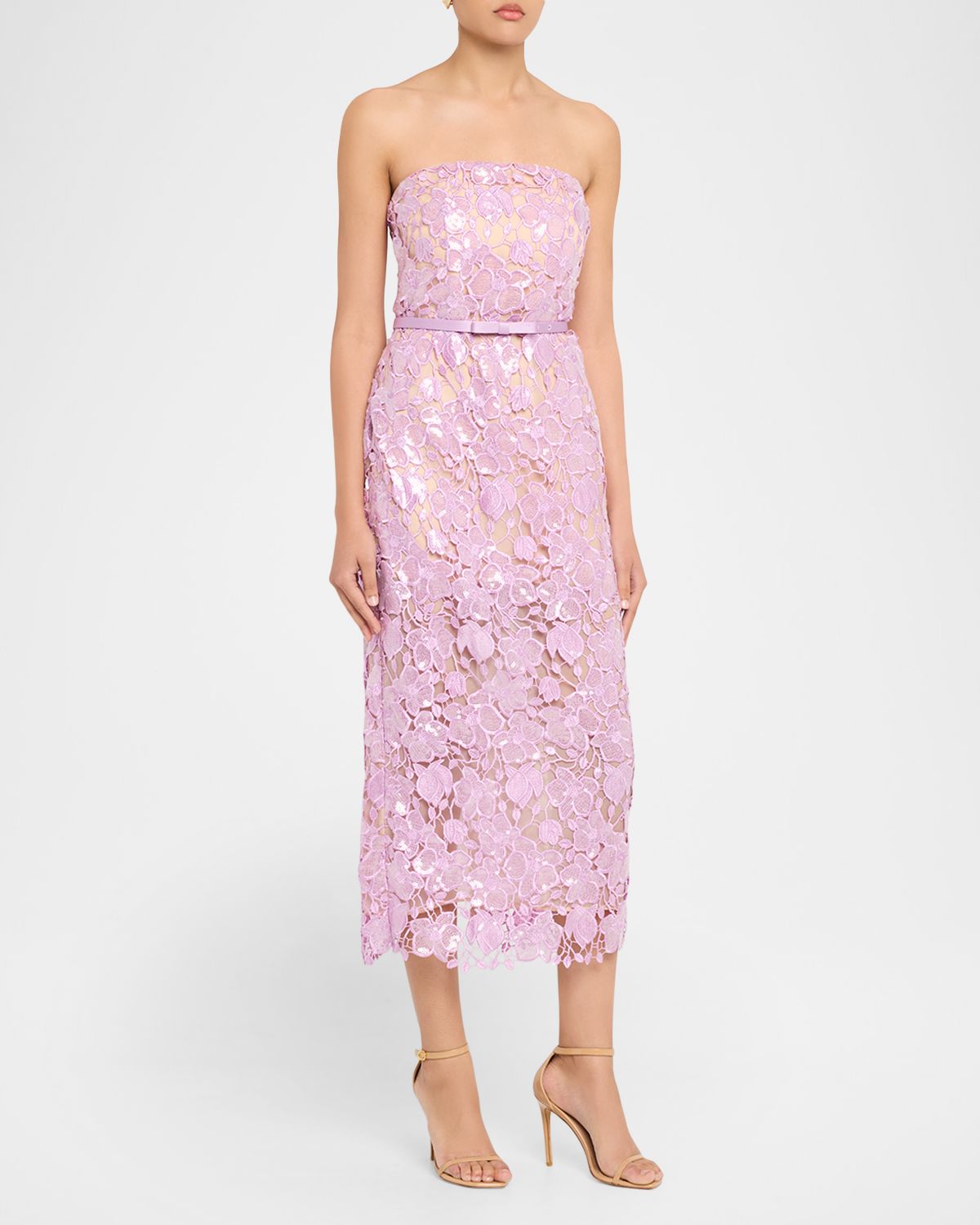 Retrofete Rowen Sequined Lace Midi Dress