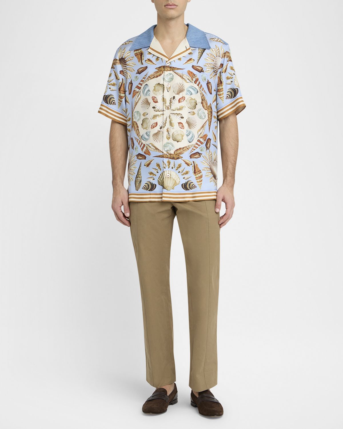 Dolce & Gabbana Men 's Costiera Silk and Denim Camp Shirt