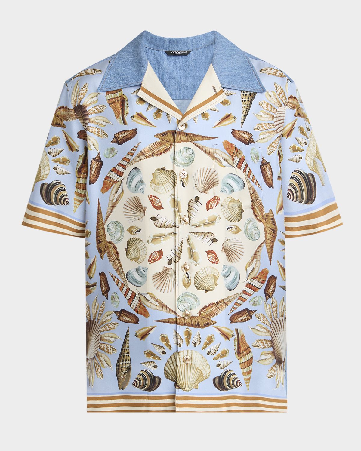 Dolce & Gabbana Men 's Costiera Silk and Denim Camp Shirt