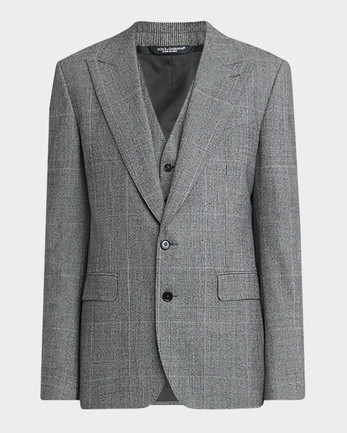 Dolce & Gabbana Men 's Wool Glen Plaid Three-Piece Suit