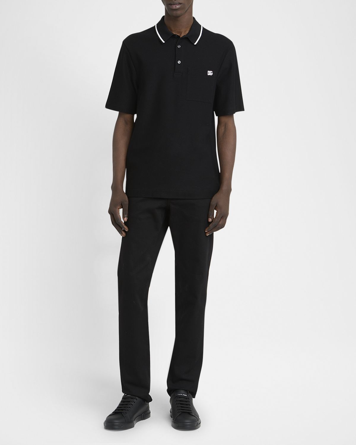 Dolce & Gabbana Men 's Cotton Pique DG-Pocket Polo Shirt