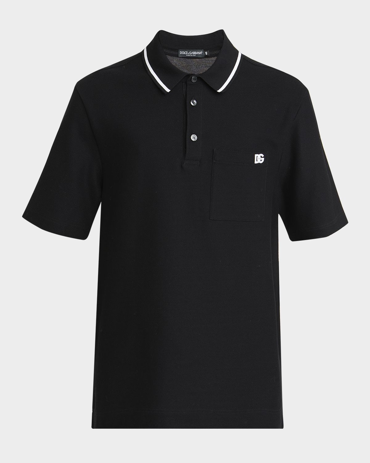 Dolce & Gabbana Men 's Cotton Pique DG-Pocket Polo Shirt