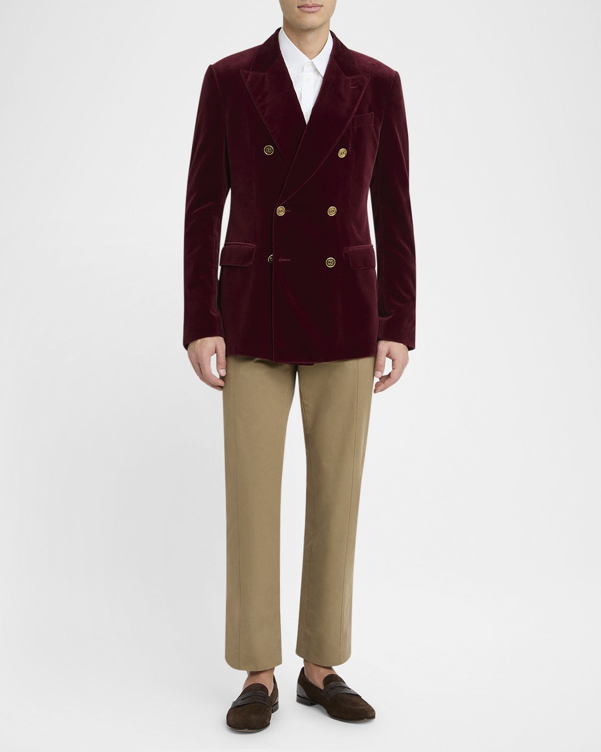 Dolce & Gabbana Men 's Velvet Double-Breasted Peak Lapel Dinner Jacket