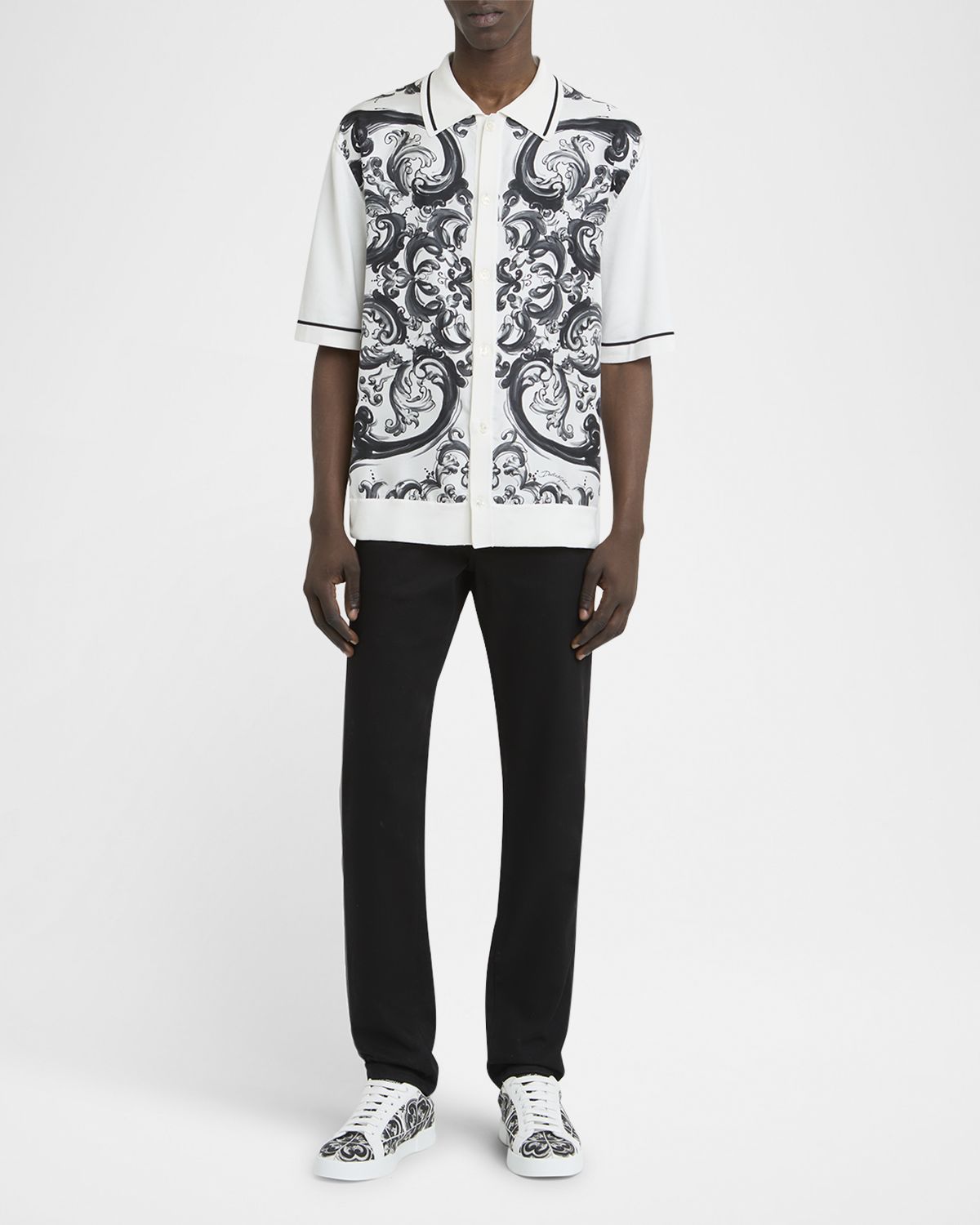 Dolce & Gabbana Men 's Silk Majolica Short-Sleeve Shirt