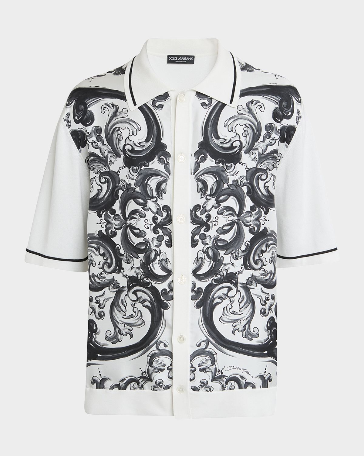 Dolce & Gabbana Men 's Silk Majolica Short-Sleeve Shirt
