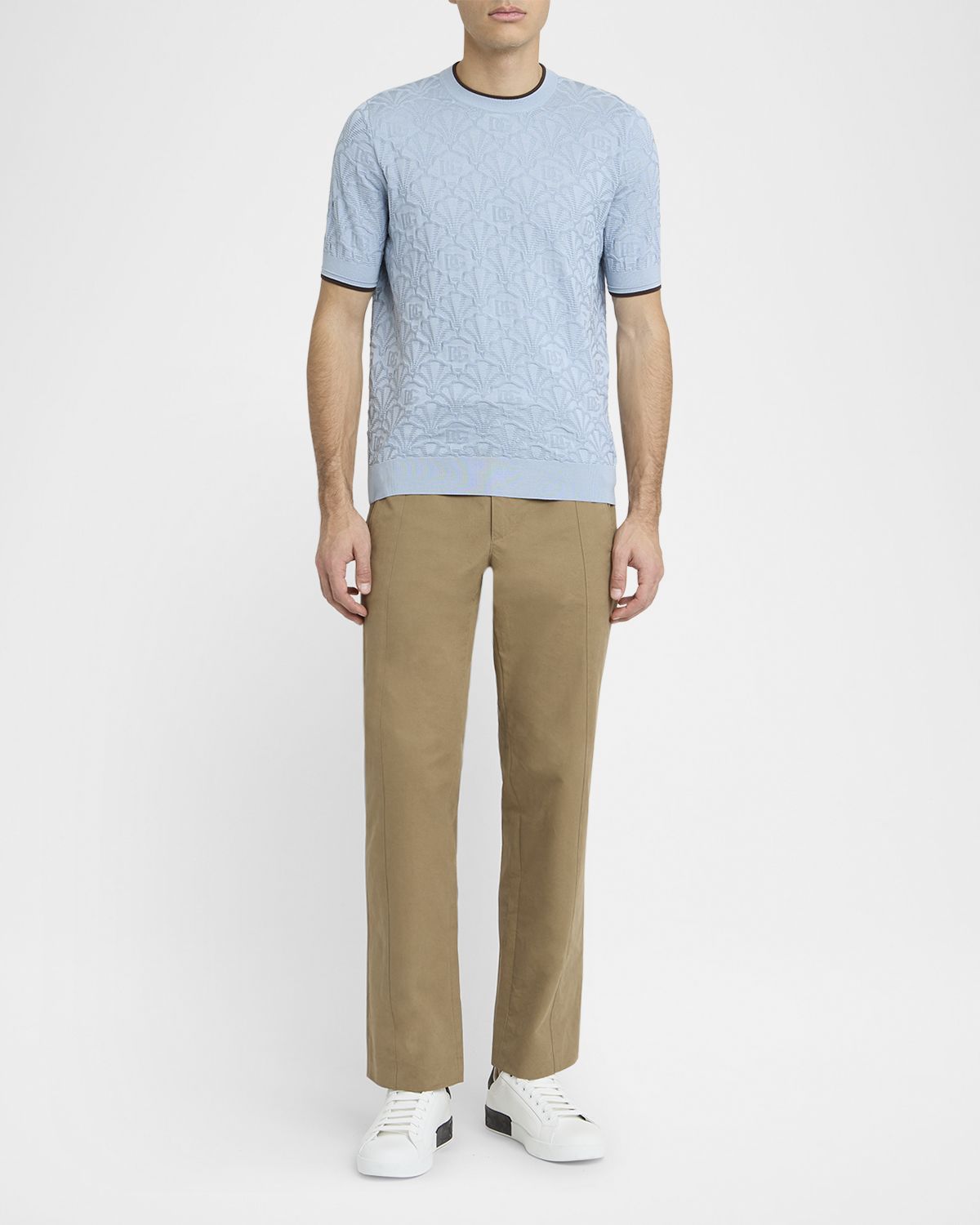 Dolce & Gabbana Men 's DG Jacquard Silk Knit Crewneck T-Shirt