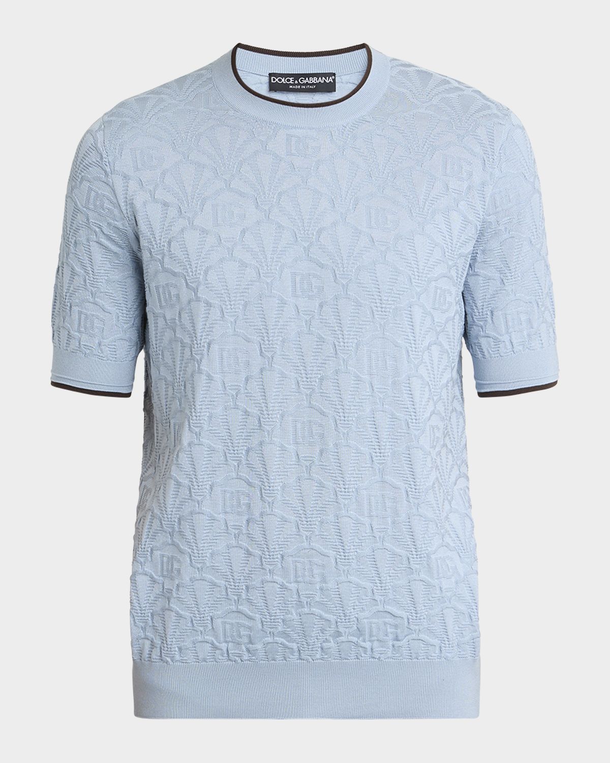 Dolce & Gabbana Men 's DG Jacquard Silk Knit Crewneck T-Shirt