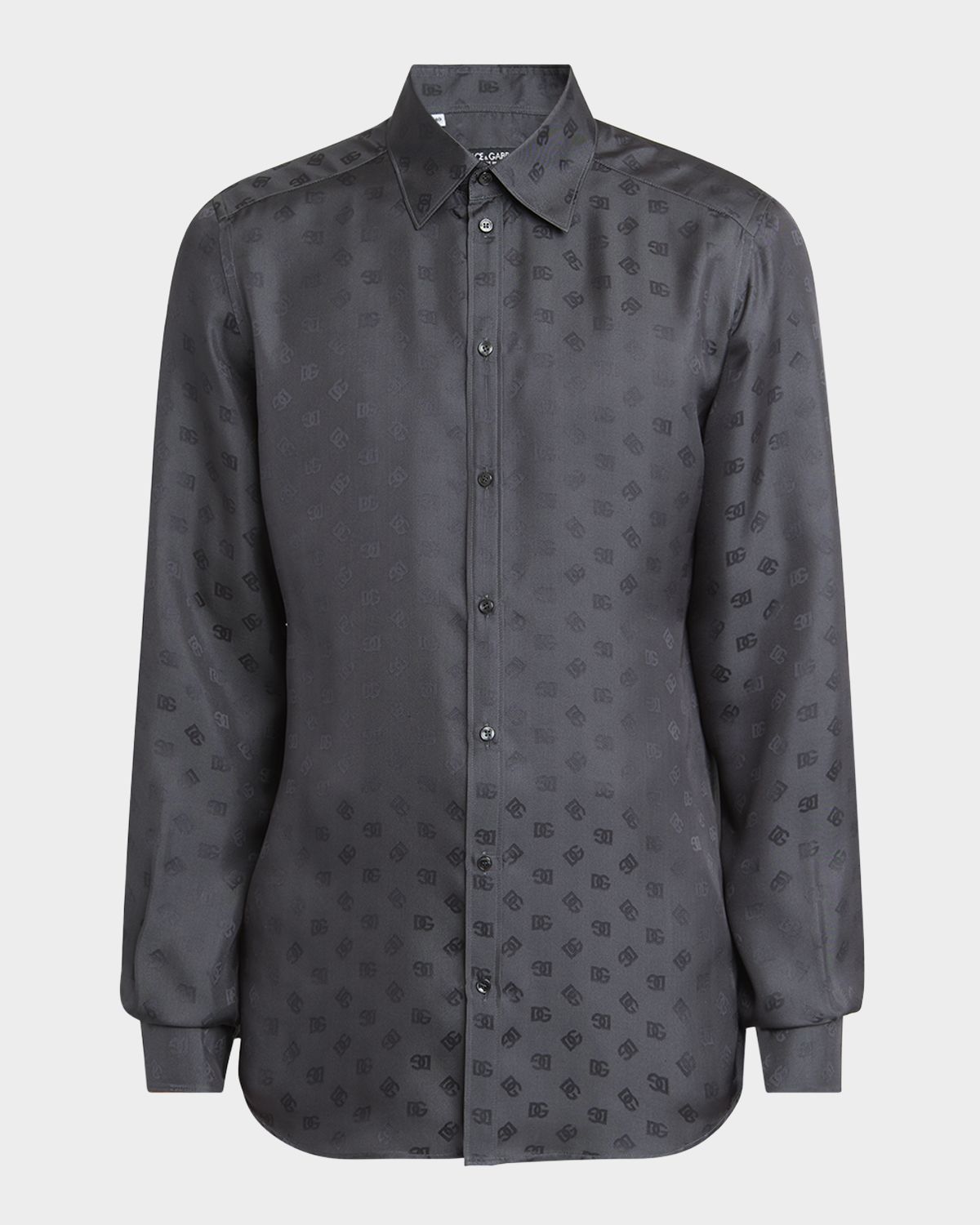 Dolce & Gabbana Men 's Silk Jacquard Logo Martini-Fit Sport Shirt