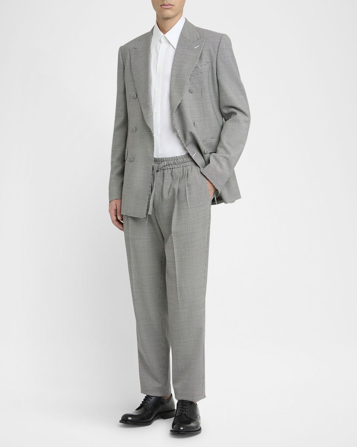 Dolce & Gabbana Men 's Micro-Houndstooth Pleated Drawstring Pants