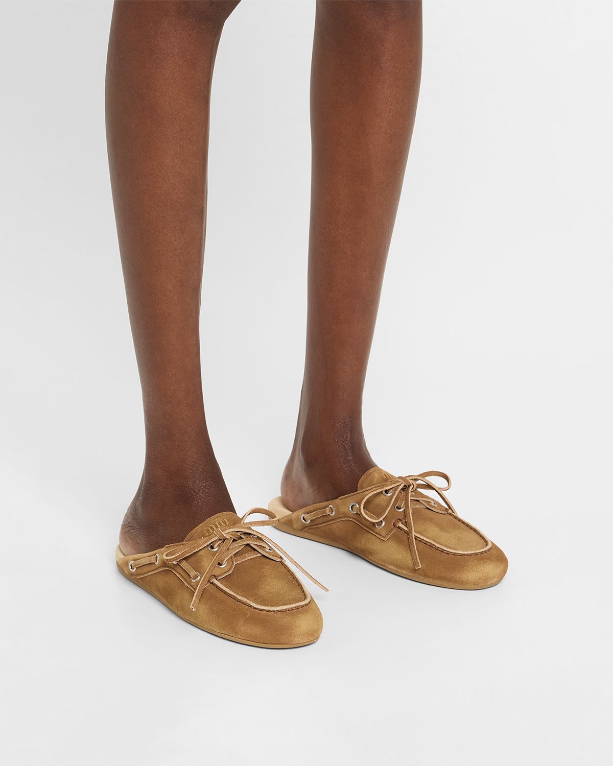 Miu Miu Suede Boat Mules | Thumbnail 7