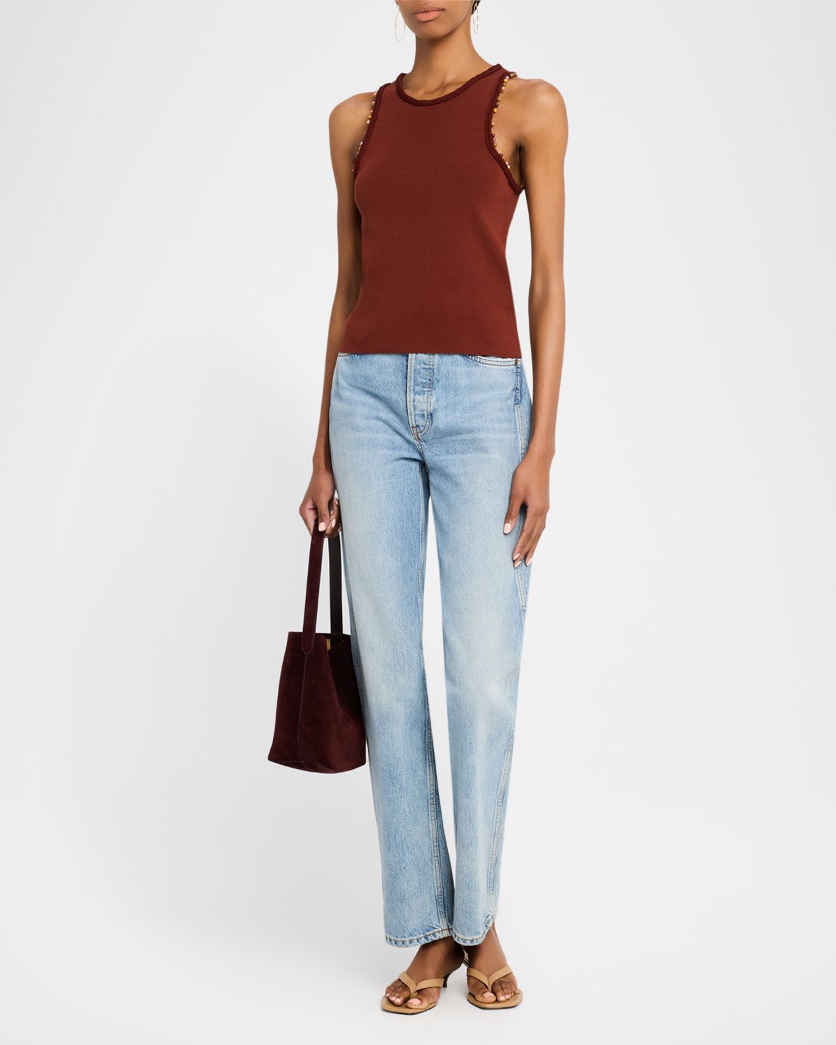 A.L.C. Nelly Bead-Trim Tank Top