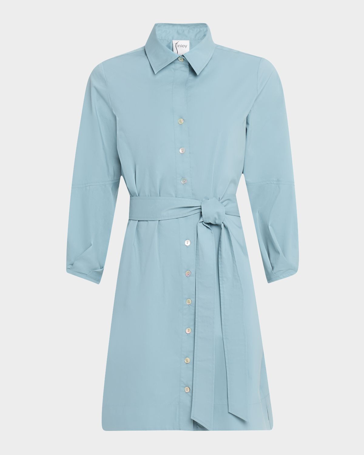 Finley Milo Tie-Waist Weathercloth Mini Shirtdress