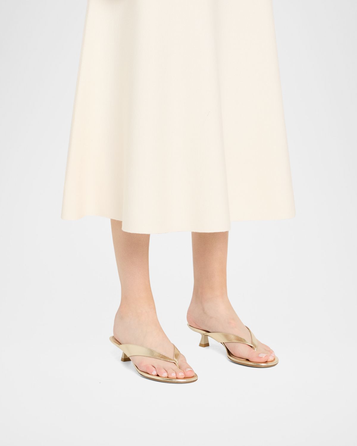 Stuart Weitzman Rio Metallic Kitten-Heel Thong Sandals