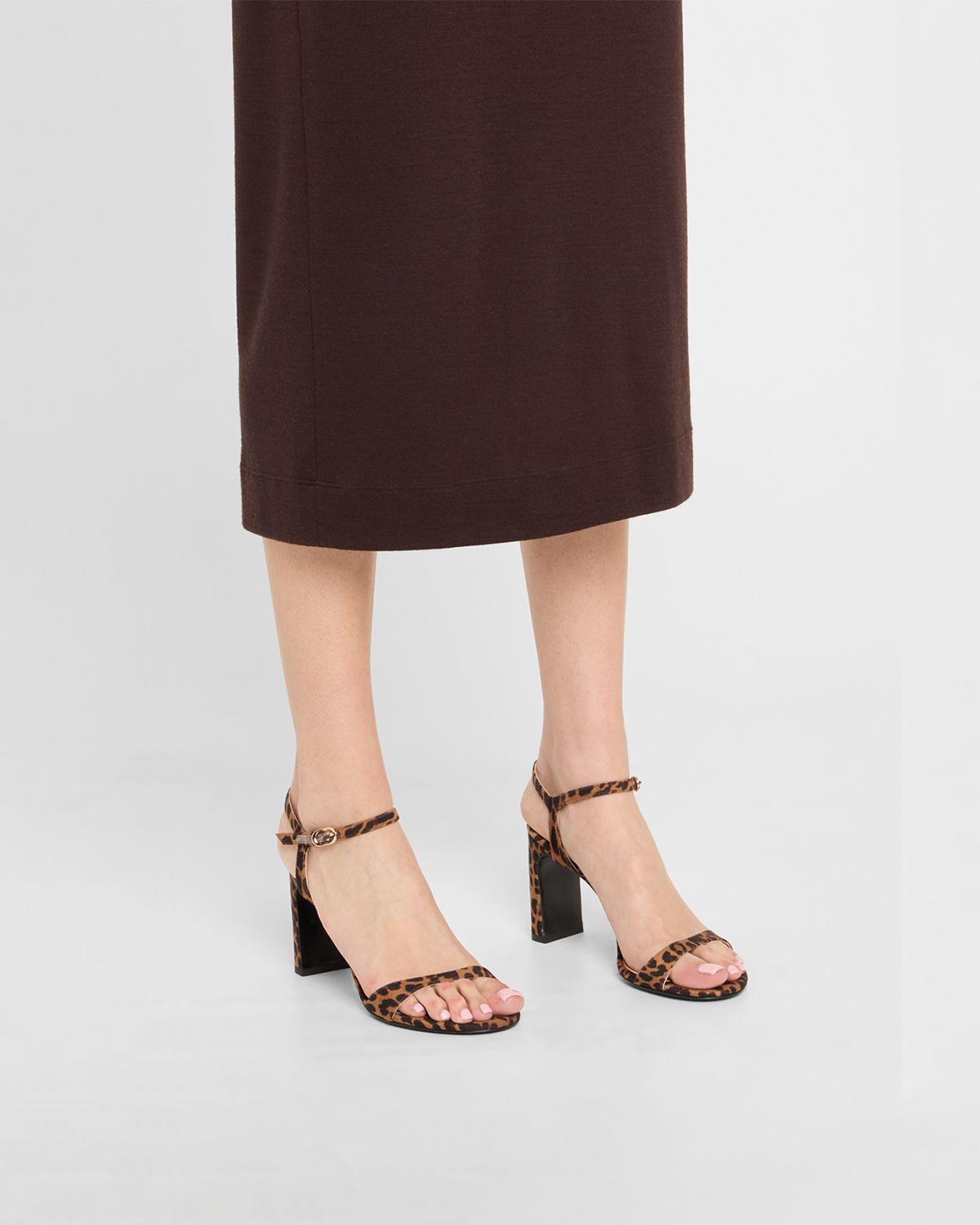 Stuart Weitzman Babette Leopard-Print Ankle-Strap Sandals