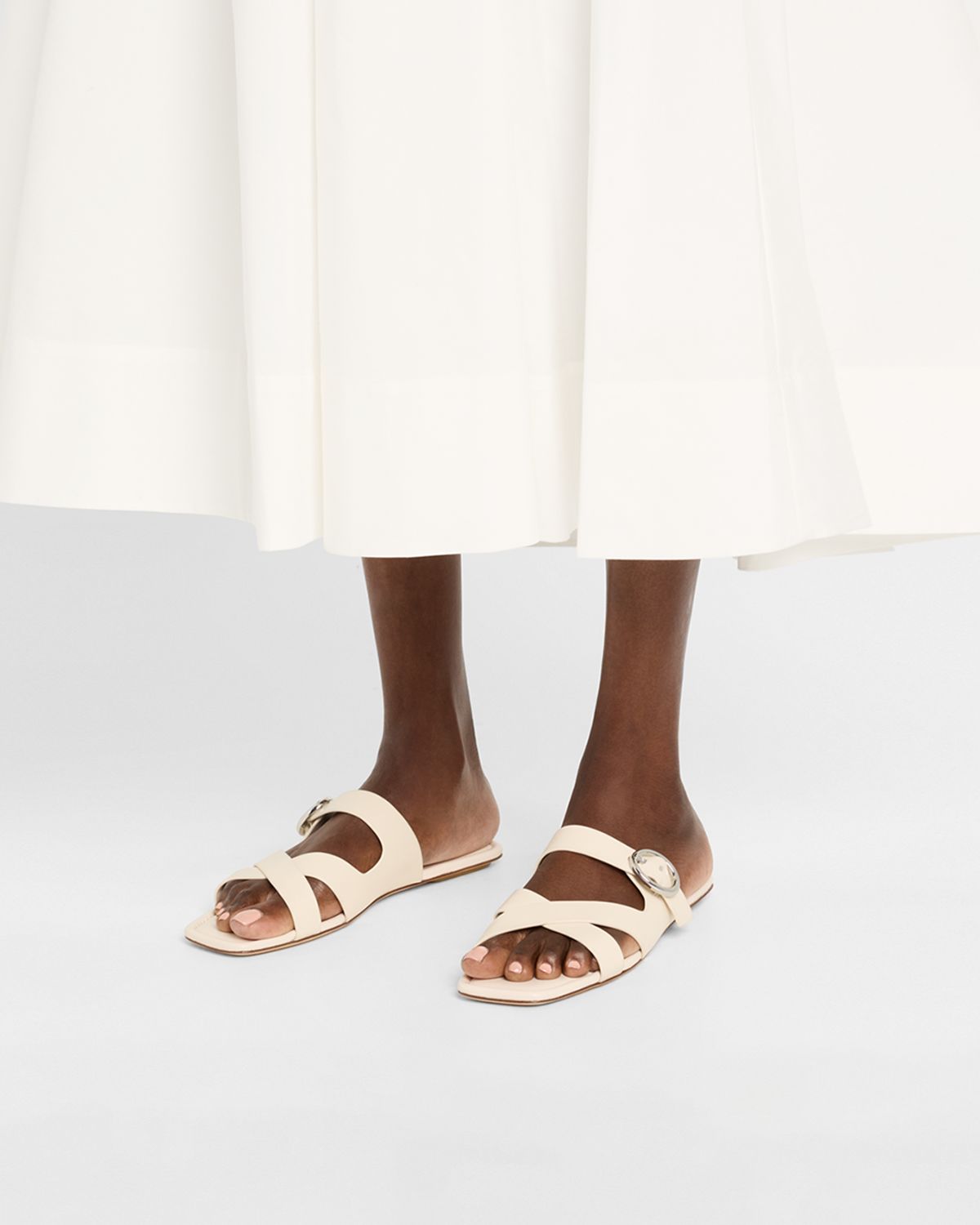 Stuart Weitzman Villa Leather Slide Sandals