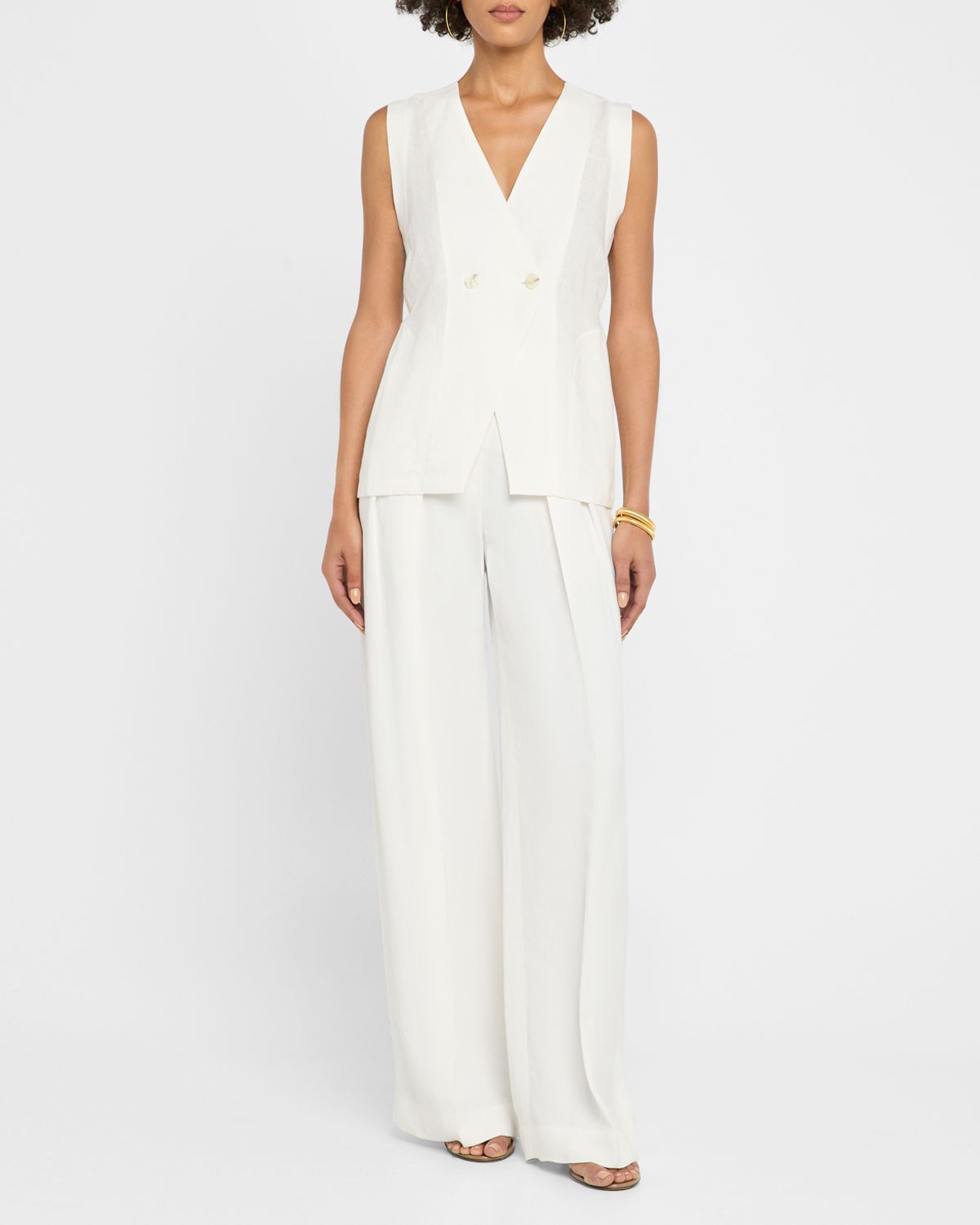 Reiss Whitney Button-Front Linen Waistcoat