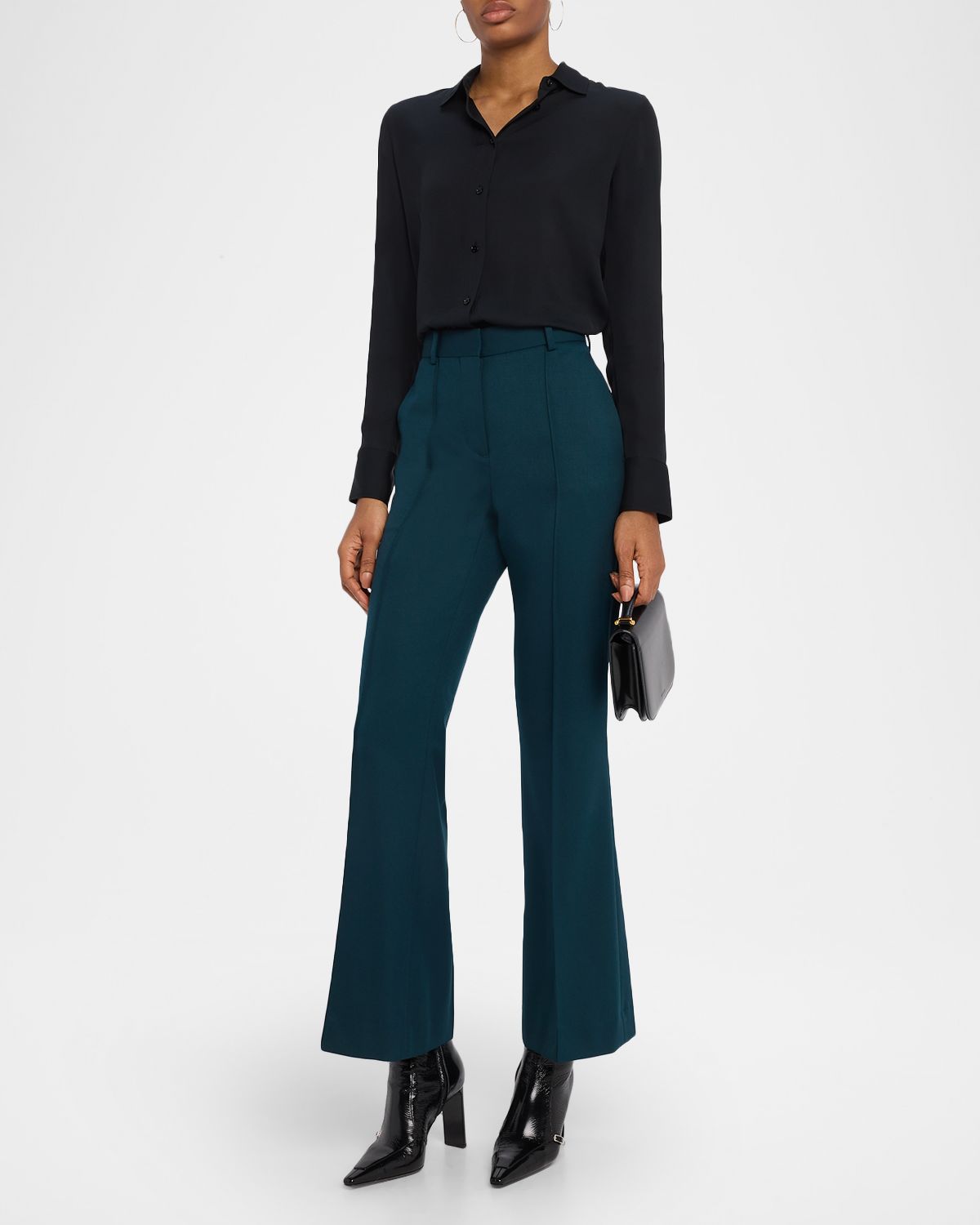 Reiss Jade Pintuck Flare-Leg Trousers