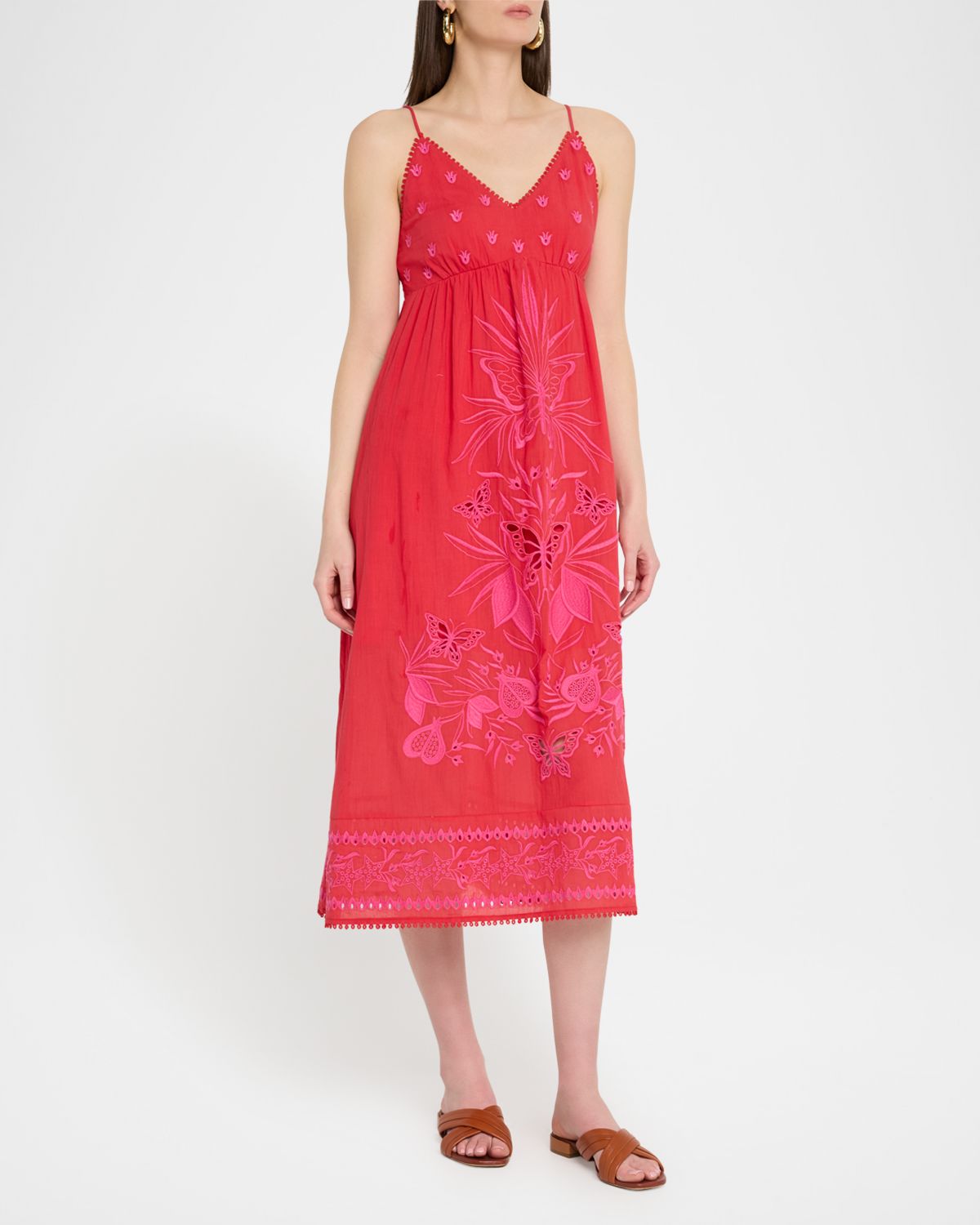 Johnny Was Cleo Eyelet Embroidered Empire Midi Dress