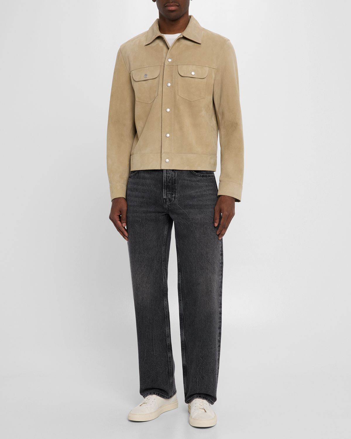 FRAME Men 's Suede Trucker Jacket