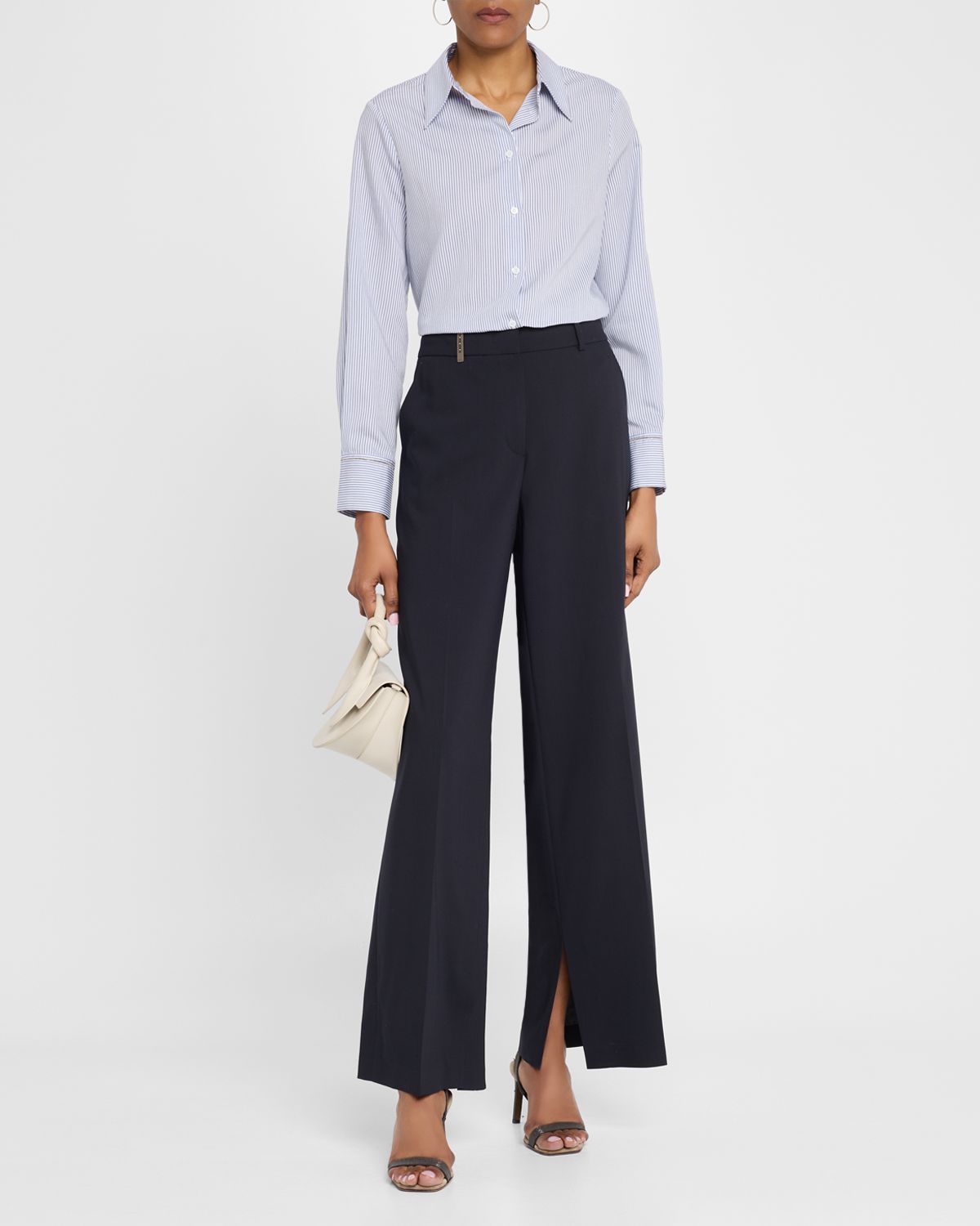 Peserico Wide-Leg Side Slit Pants