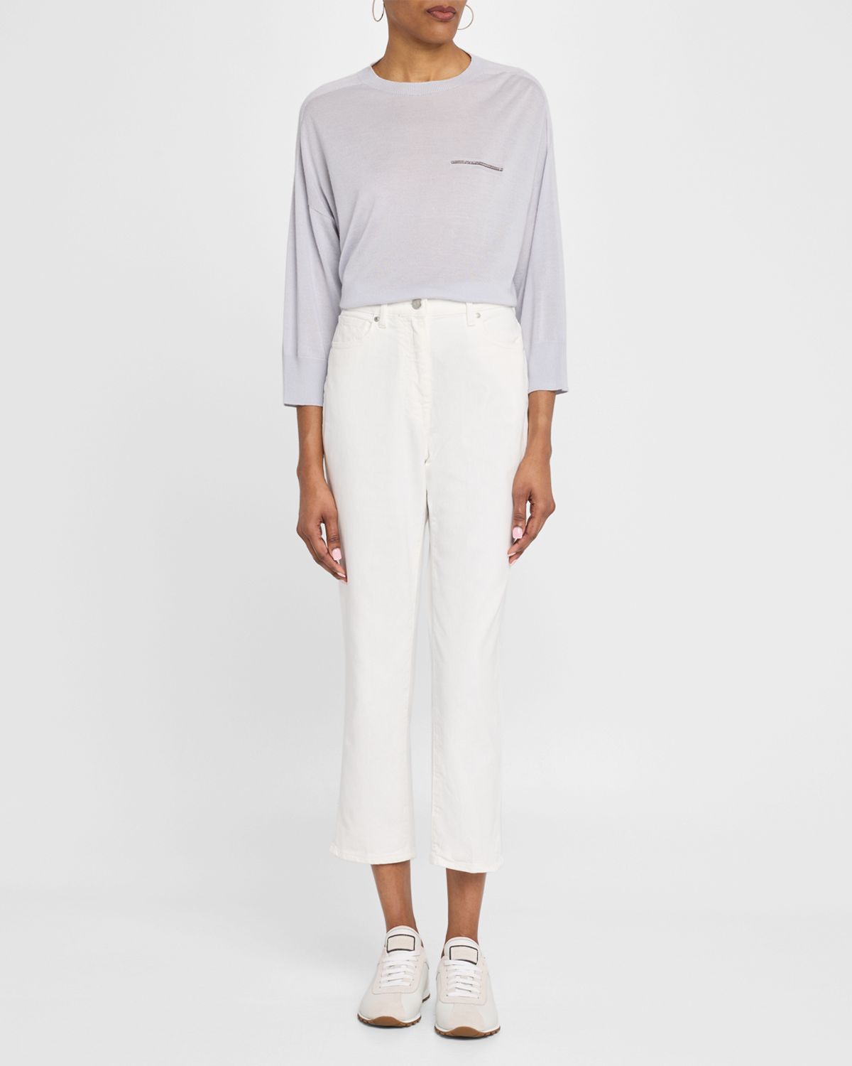 Peserico Cashmere and Silk Chain-Trim Knit Sweater