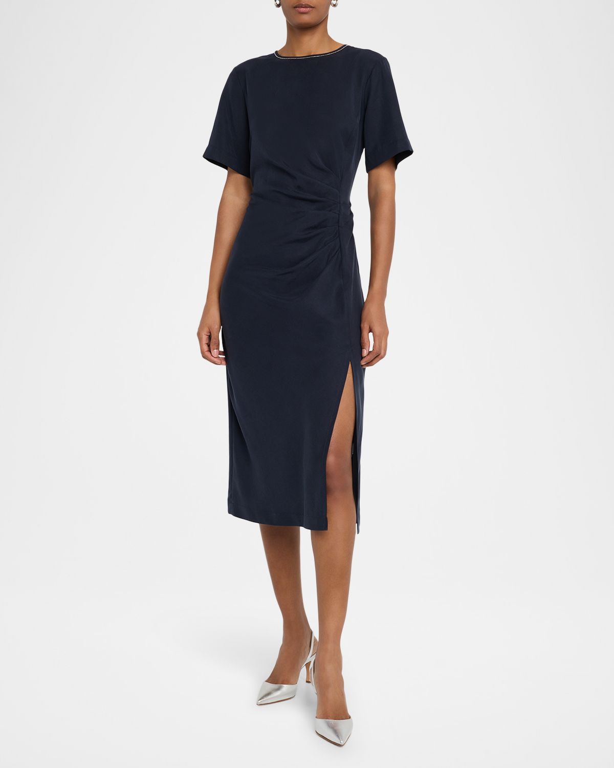 Peserico Ruched Punto Luce Viscose Midi Dress