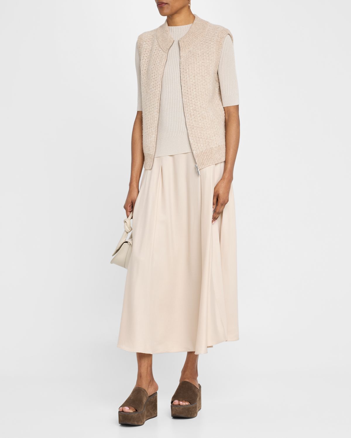 Peserico Rib Knit 3/4 Sleeve Sweater